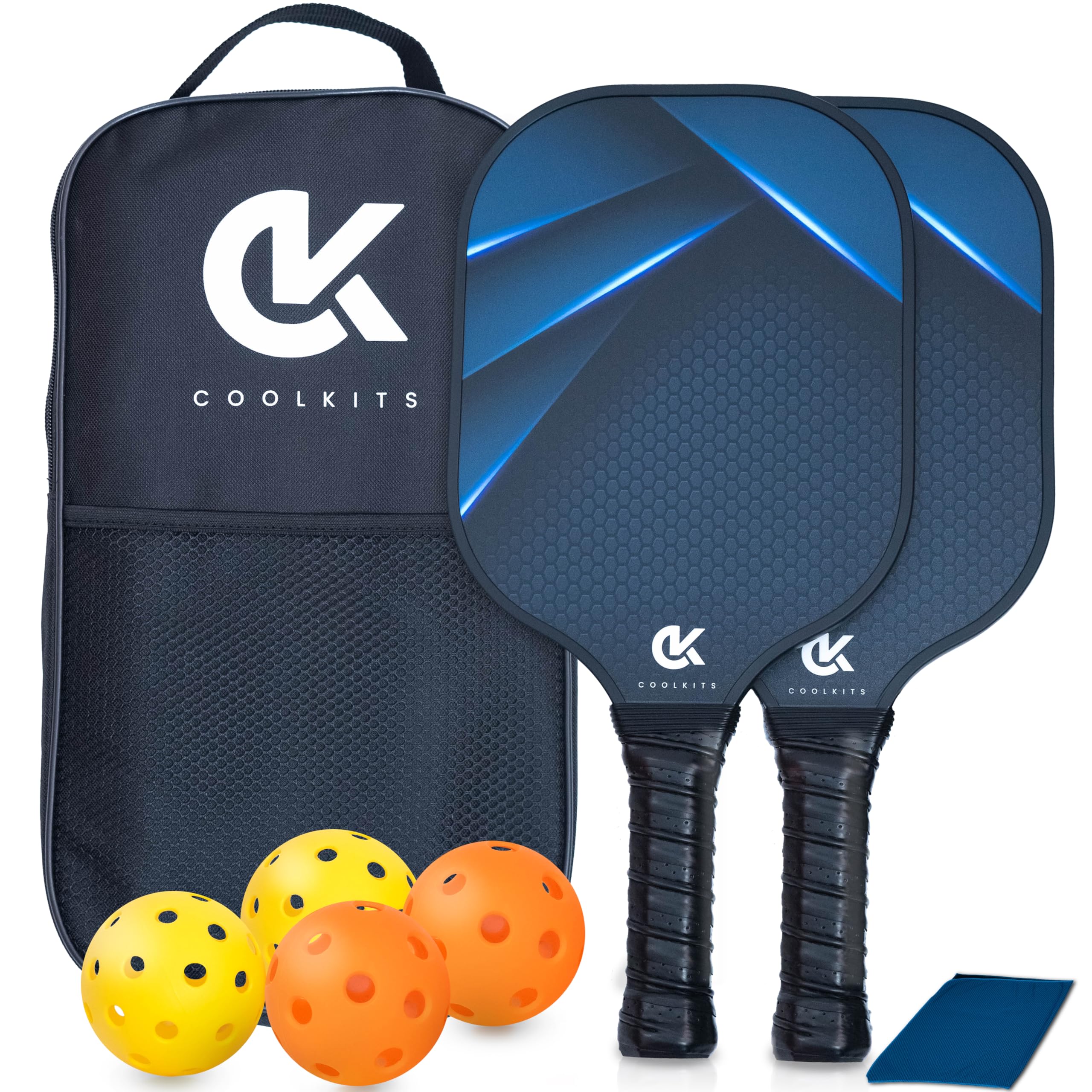 COOLKITS Pickleball Paddles, USAPA Approved Carbon Fiber Pickleball Set of 2, Graphite Strong Grip for Beginners & Pro.