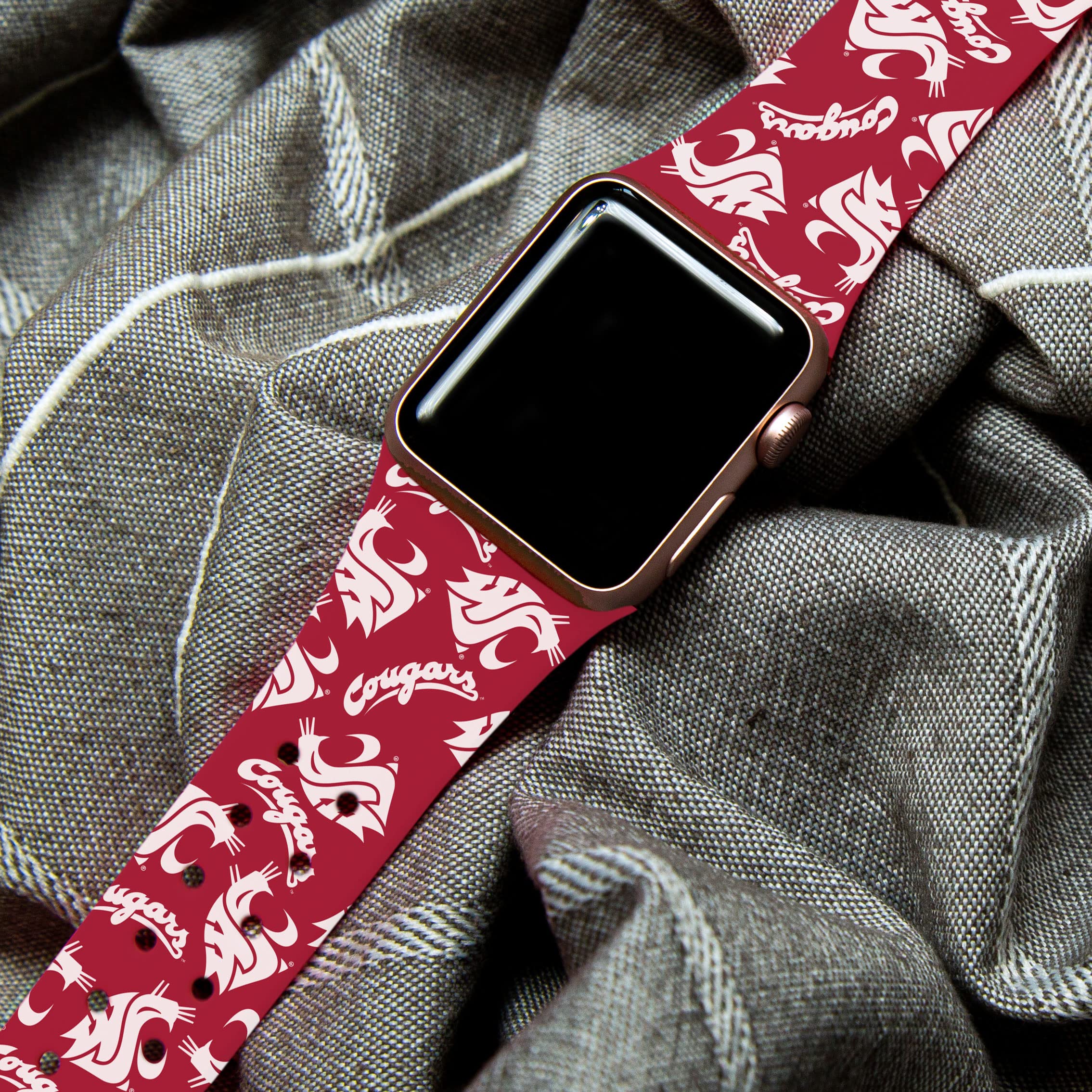 Affinity Bands Washington State Cougars HD Combo Package Compatible with Apple Watch and AirPods Gen 1 & 2 (42/44/45mm Long Random)