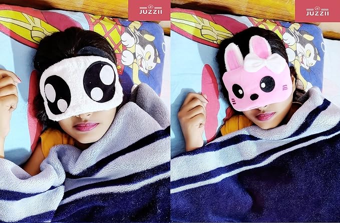 JUZZII Valvet & Fur Super Soft & Smooth Sleep Mask Eye Shades For Men Women Girls Boys Kids - (Pack of 2 ) Model-No.40-27