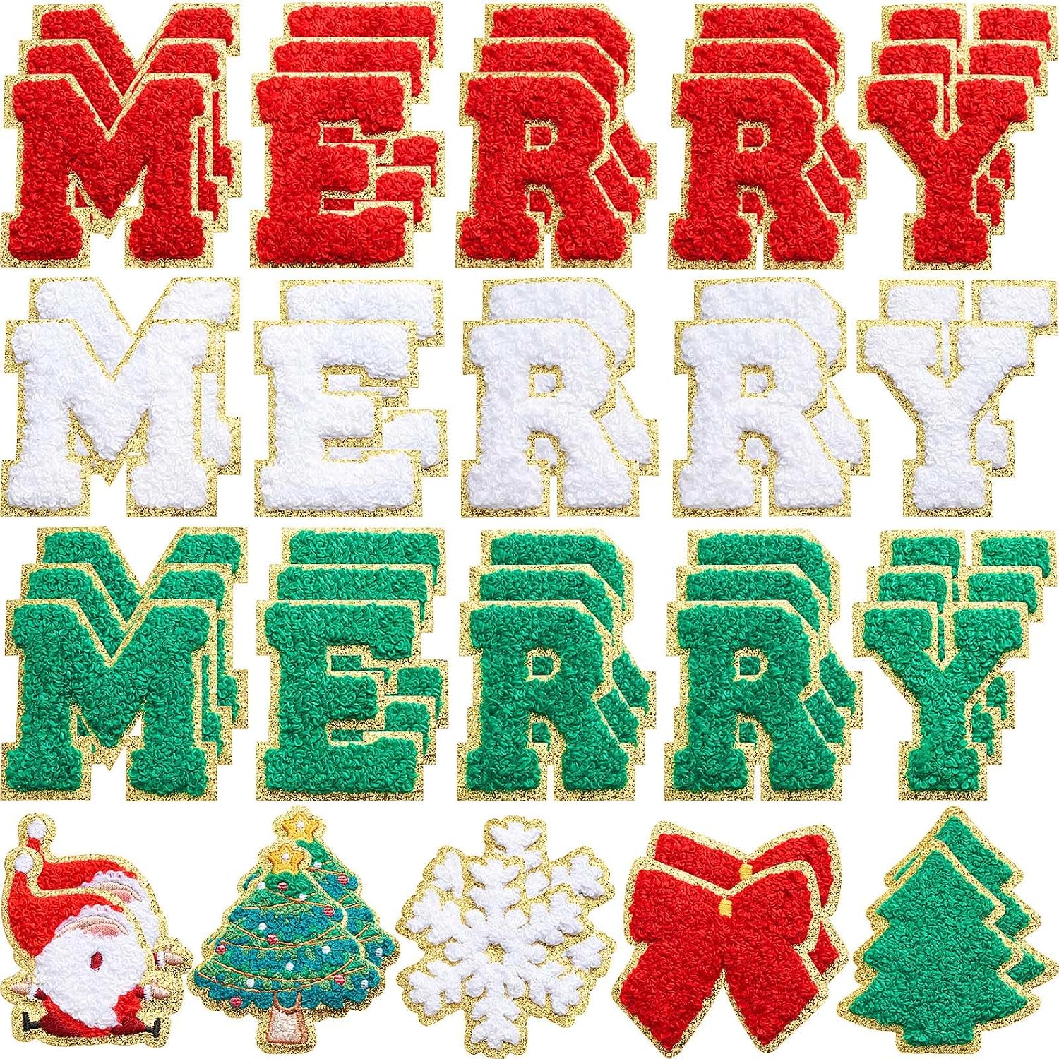 Yilloog 50 Pcs Self Adhesive Chenille Letter Patches Paw Print Smile Face Heart Patch Preppy Sticker Rainbow Sew on Sticker for Clothing Hats Bags Jackets Jeans(Colorful Style,Rainbow Color)