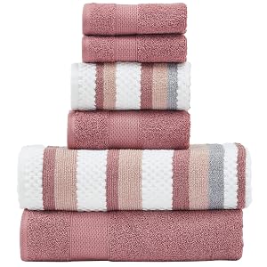 Modern Threads Pax 6-Piece Reversible Yarn Dyed Jacquard Towel Set - Bath Towels Hand Towels Washcloths - Super