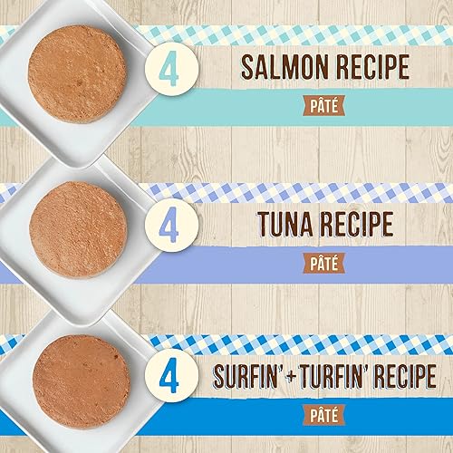 Miniatura 3 de Merrick Purrfect Bistro - Paquete variado de alimentos húmedos para gatos sin granos, recetas con ingredientes del mar, (24) 5.5 oz, Latas