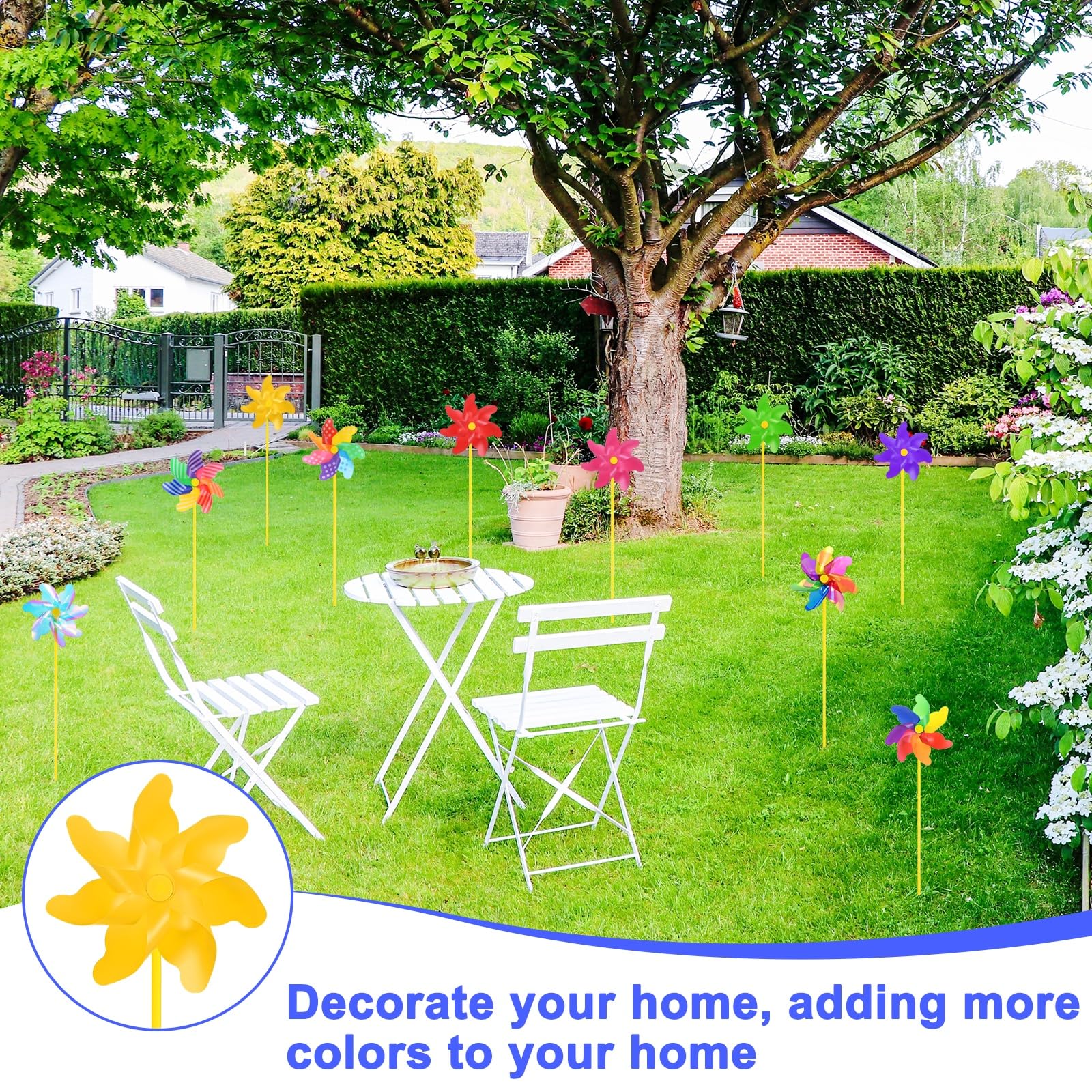 M METERXITY 2-Pack Girandole Arcobaleno 19.7 Pollici Girandole In Plastica Per Esterni Decorazioni Per Feste Giardino Prato Girandole gioco [Giallo]
