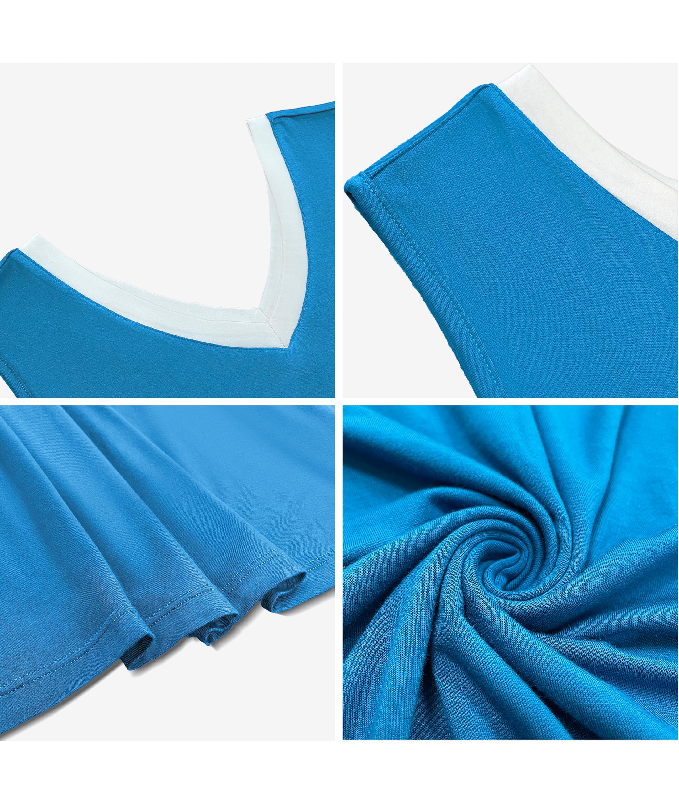 COLORFULLEAF Nachthemd Damen Sommer Nachtwäsche Ärmellos V-Ausschnitt Frauen Schlafshirt Bambus Kurz Sleepshirt Nachtkleid
