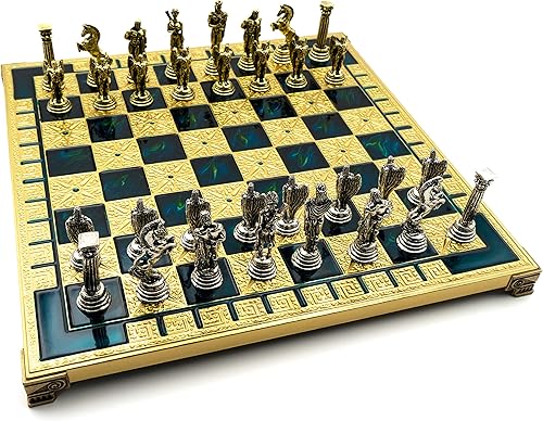 Miniatura 2 de Juego de ajedrez de metal ícaro hecho a mano en caja de madera