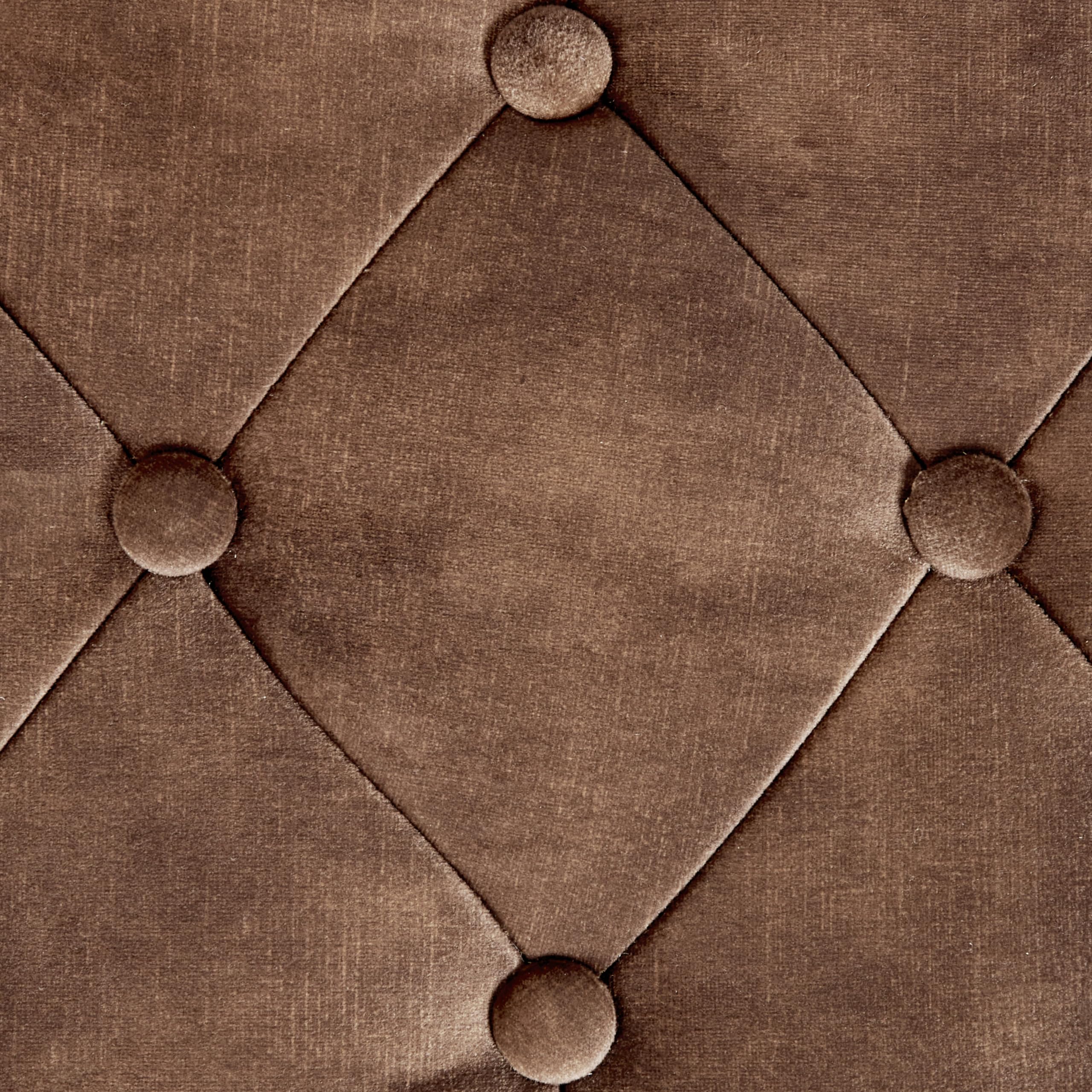 Beliani Banc en Velours Banquette de Lit Rembourré Glam Pouf Pieds en Métal Doré Marron Roseville
