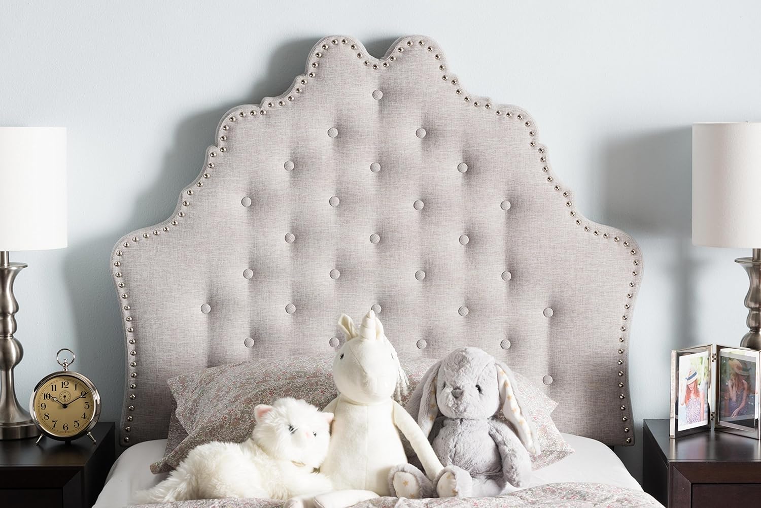Baxton Studio Matilda Modern and Contemporary Greyish Beige Fabric Twin Size Headboard