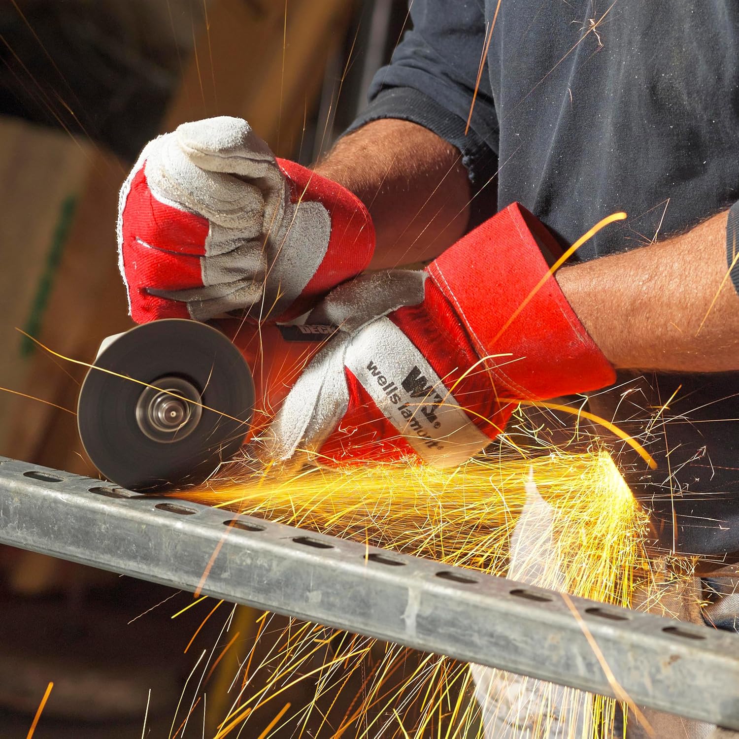 Wells Lamont Leather Work Gloves with Safety Cuff, Double Palm, Split Cowhide, X-Large (4050XL) - Image 3