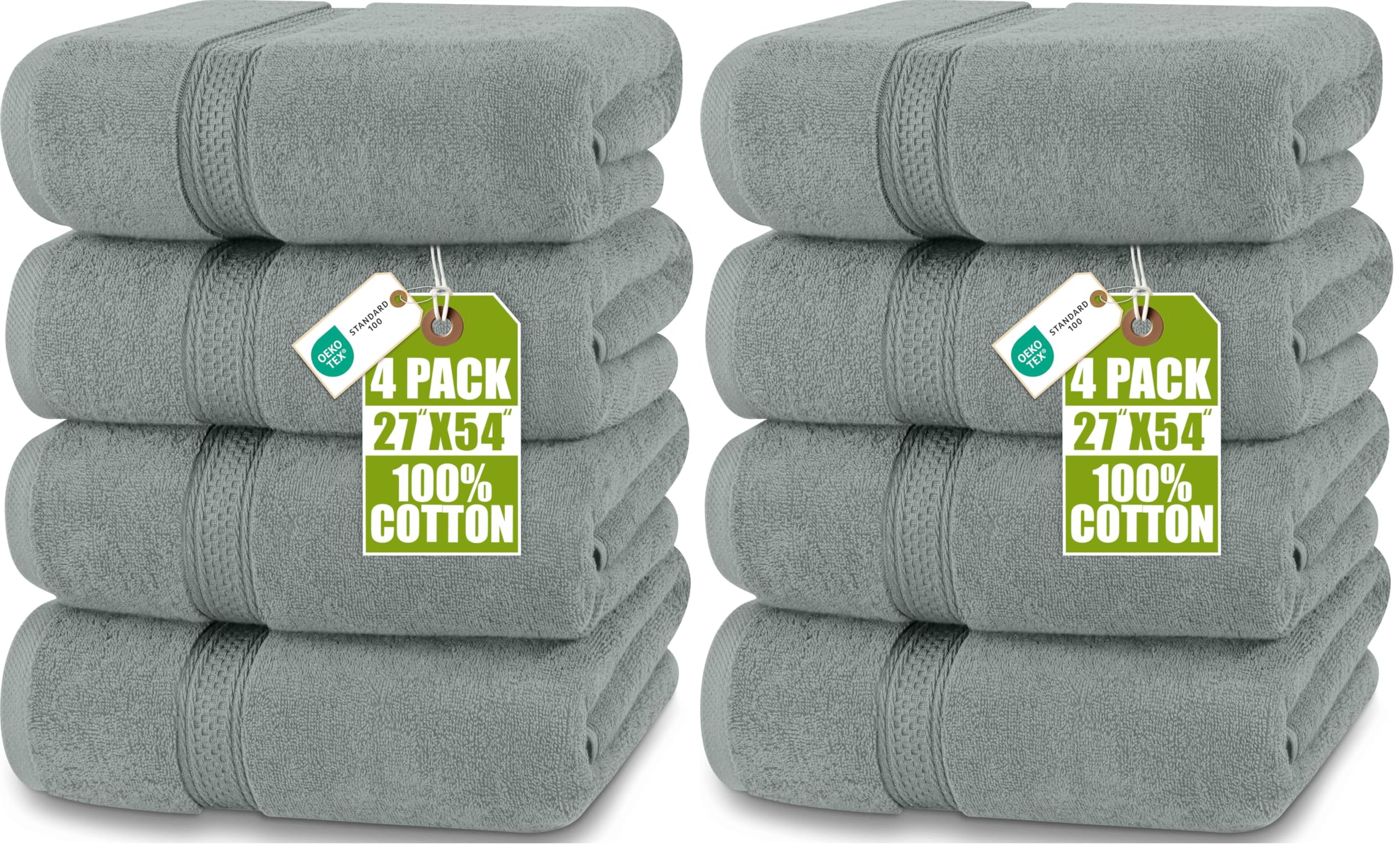 Utopia Towels 4 Pack - Premium Grey Bath Towels -20