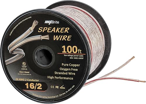 Miniatura 8 de Cable de altavoz de calibre 16 de alto rendimiento, cobre puro sin oxígeno, certificación UL Clase 2 (carrete de 50 pies)