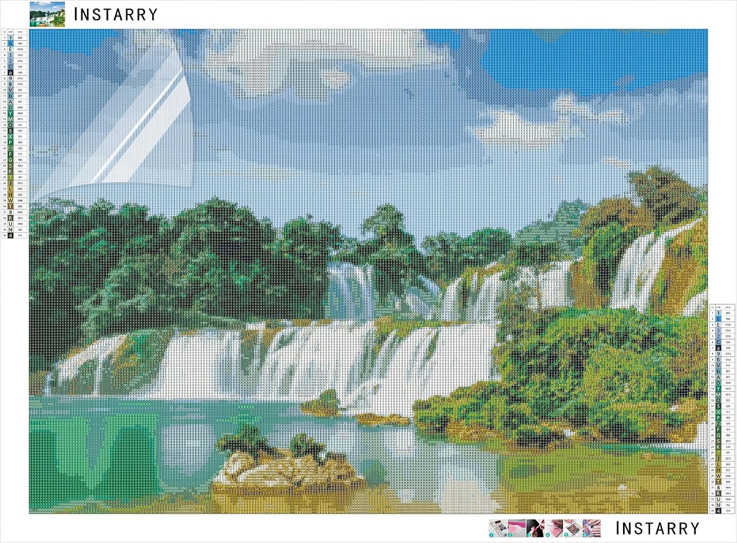 Instarry 5D Diamond Painting Kits for Adults Large Size Forest Waterfall Cross Stitch Mosaic Wall Decor Arts and Crafts 23.6x15.7 inch
