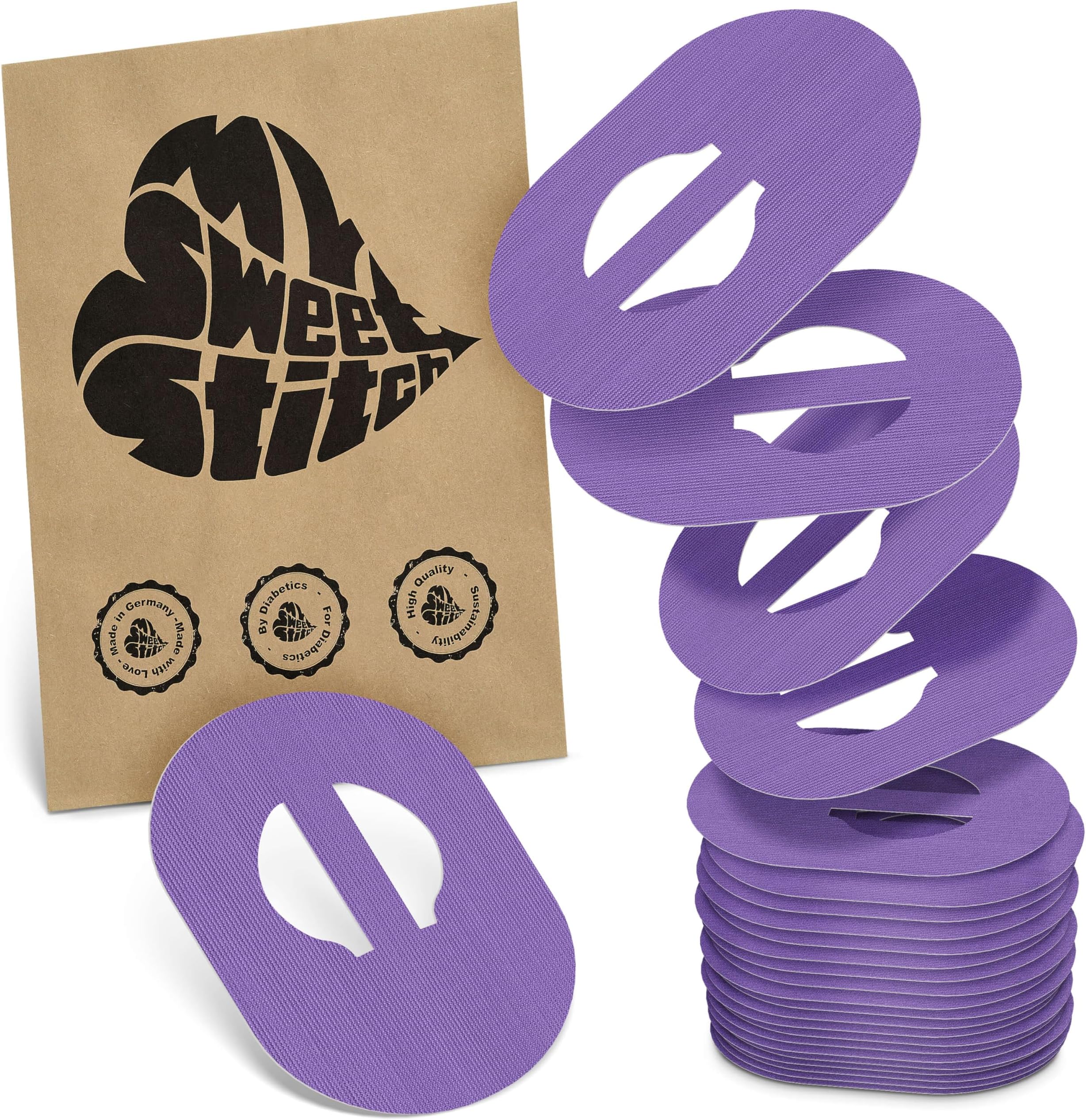 MySweetStitch 25 Fixing Plasters for Guardian Enlite / 3/4 Oval Purple