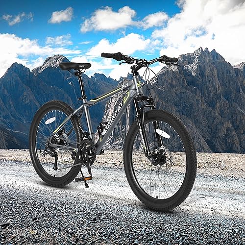Miniatura 2 de S24102 Bicicleta de montaña de 24 pulgadas para niños y niñas, marco de acero, bicicleta de montaña de 21 velocidades con frenos de disco Daul y