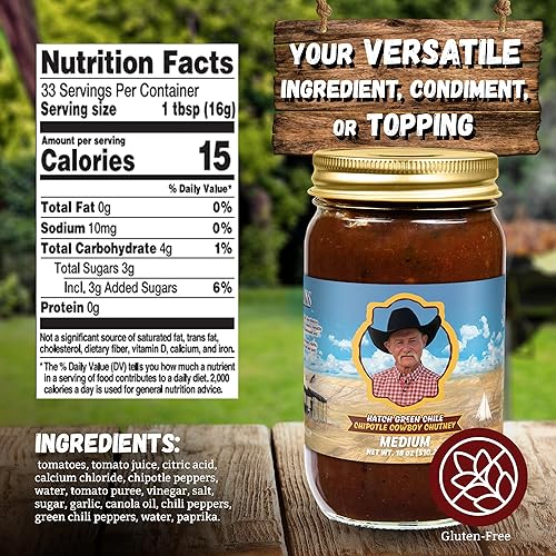 Miniatura 2 de Kent Rollins Chutneys and Relishes - Chutney de Chile verde y chipotle vaquero sin gluten - Ingrediente multiusos, condimento y cobertura - Ideal