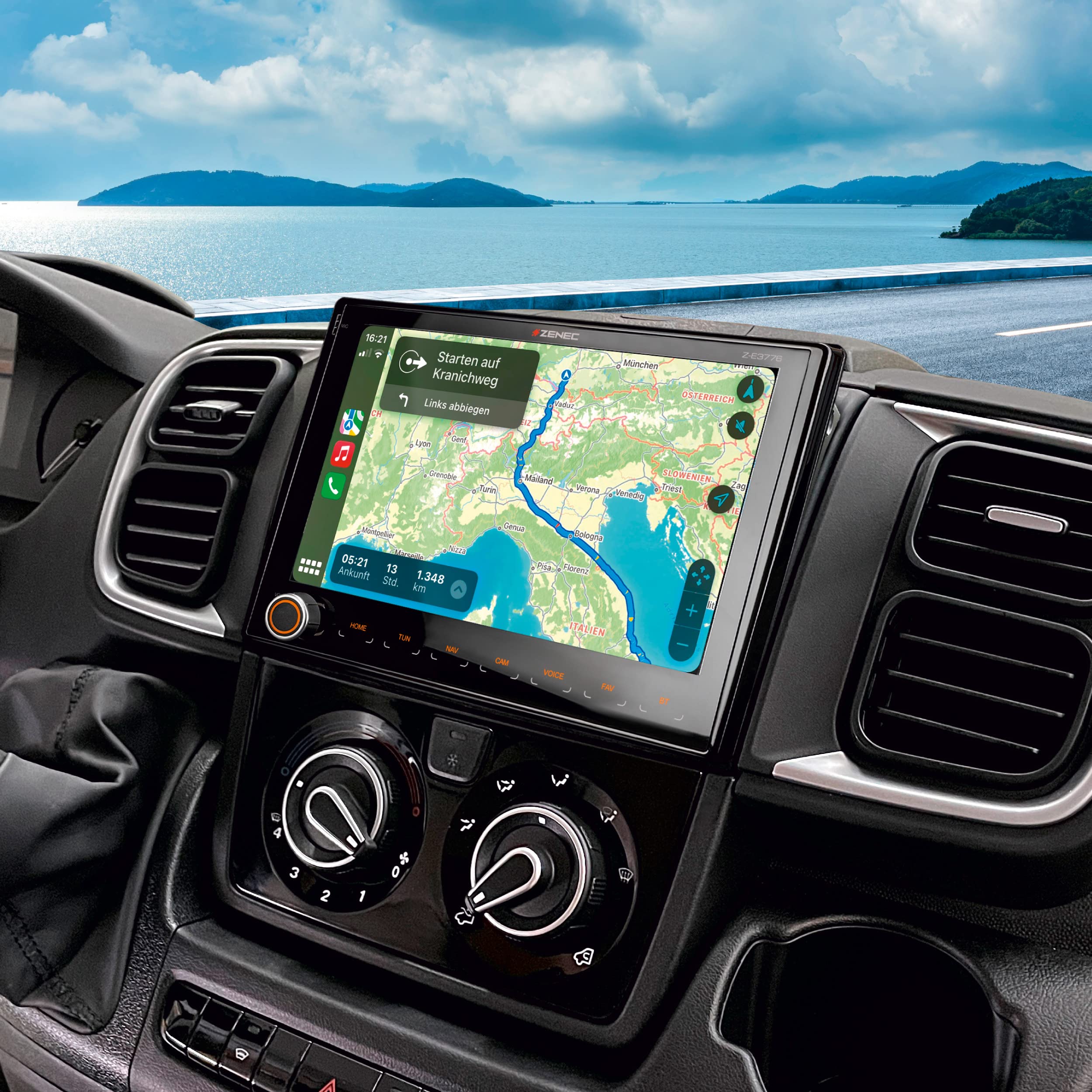 ZENEC Z-E3776 – 9 Zoll Multimedia Receiver kompatibel mit FIAT Ducato | Mediencenter kompatibel mit Fiat Ducato, Touchscreen, Wireless Apple CarPlay & Android Auto, DAB+, Bluetooth, Navi optional