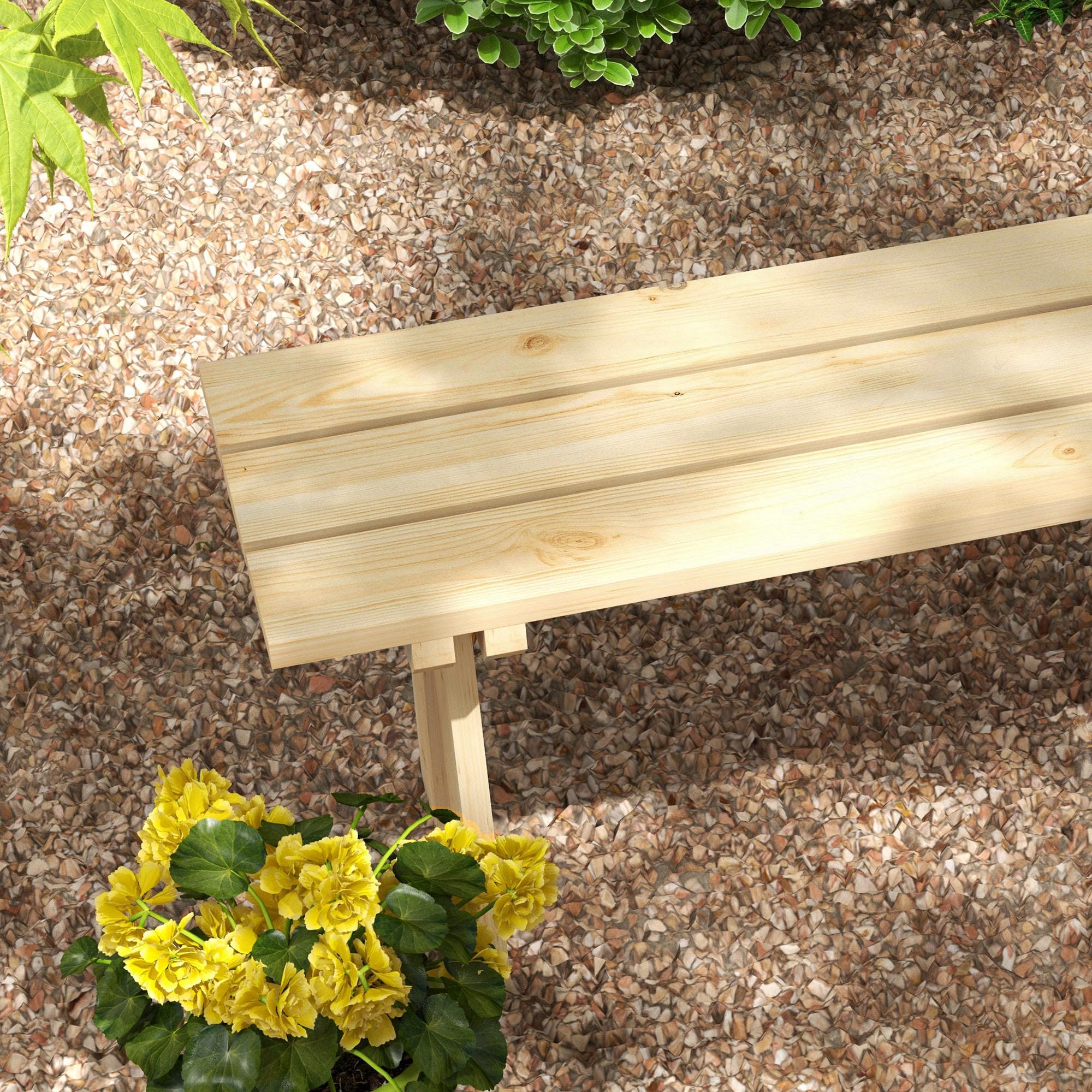 Outsunny Banco de Jardín de Madera 2 Plazas 130x38x45 cm Natural | Carga 220 kg, Banco de Exterior, para Patio Terraza Piscina