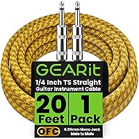 Vista 12 de GEARit Cable para instrumentos de audio (10 pies), ángulo recto a recto de 1/4 de pulgada macho a macho para cable AMP, base y guitarra eléctrica