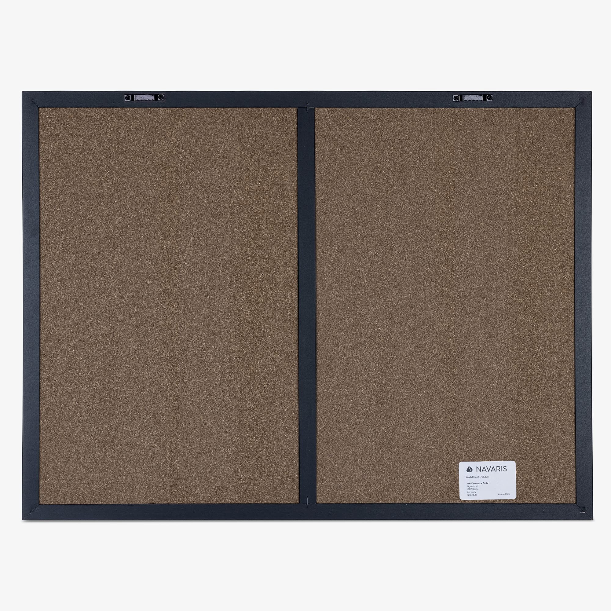 Navaris Lavagnetta Combinata Ardesia e Tessuto Punta-Spilli - Lavagna Magnetica Nera e Bacheca 60 x 45 cm - Memo Board con Gessi Magneti e Puntine