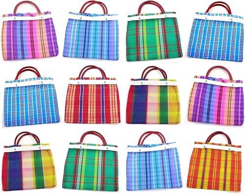 Miniatura 1 de 24 bolsas pequeñas mexicanas Mercado de 7.5 x 7.5 pulgadas, varios colores de malla de hilo alto, mini bolsas de dulces mexicanas Mercado