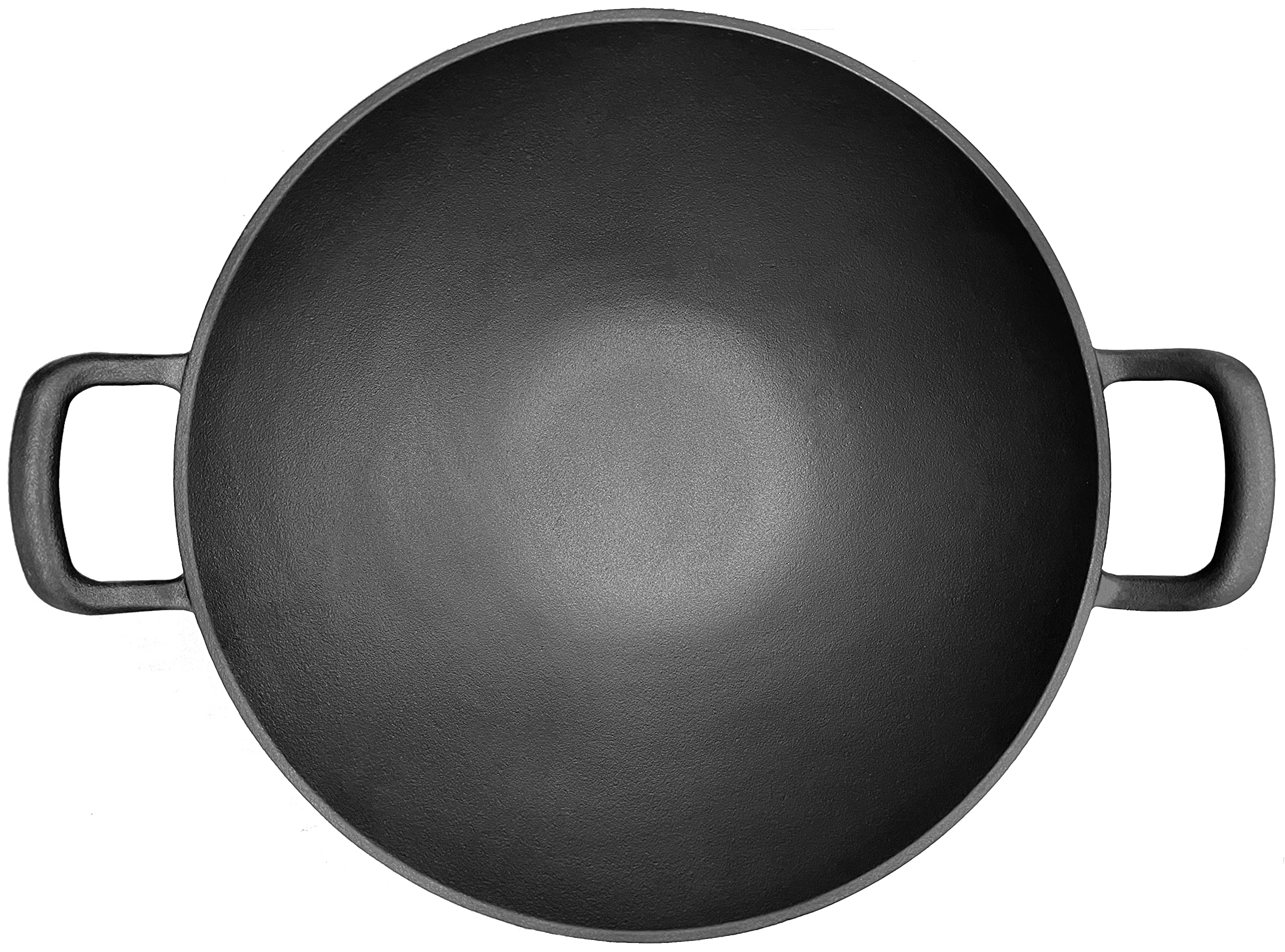 Wok in 100% ghisa con superficie smaltata, diametro 36 cm, grande, grill, induzione, fuoco, barbecue a gas, padella wok, con guanti da barbecue di alta qualità
