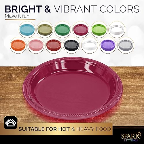 Miniatura 9 de Platos desechables de plástico naranja, platos llanos de plástico de 10.4 pulgadas, platos desechables fuertes y resistentes para fiestas, cenas,