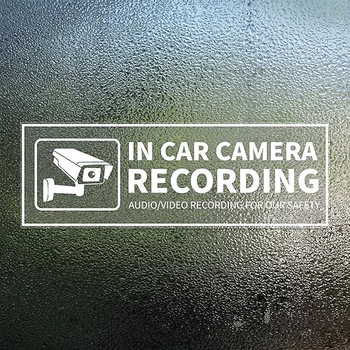 Adhesivos de vinilo para cámara de automóvil, grabación de audio y video, 2 x 6 pulgadas, señal de advertencia de seguridad autoadhesiva extraíble