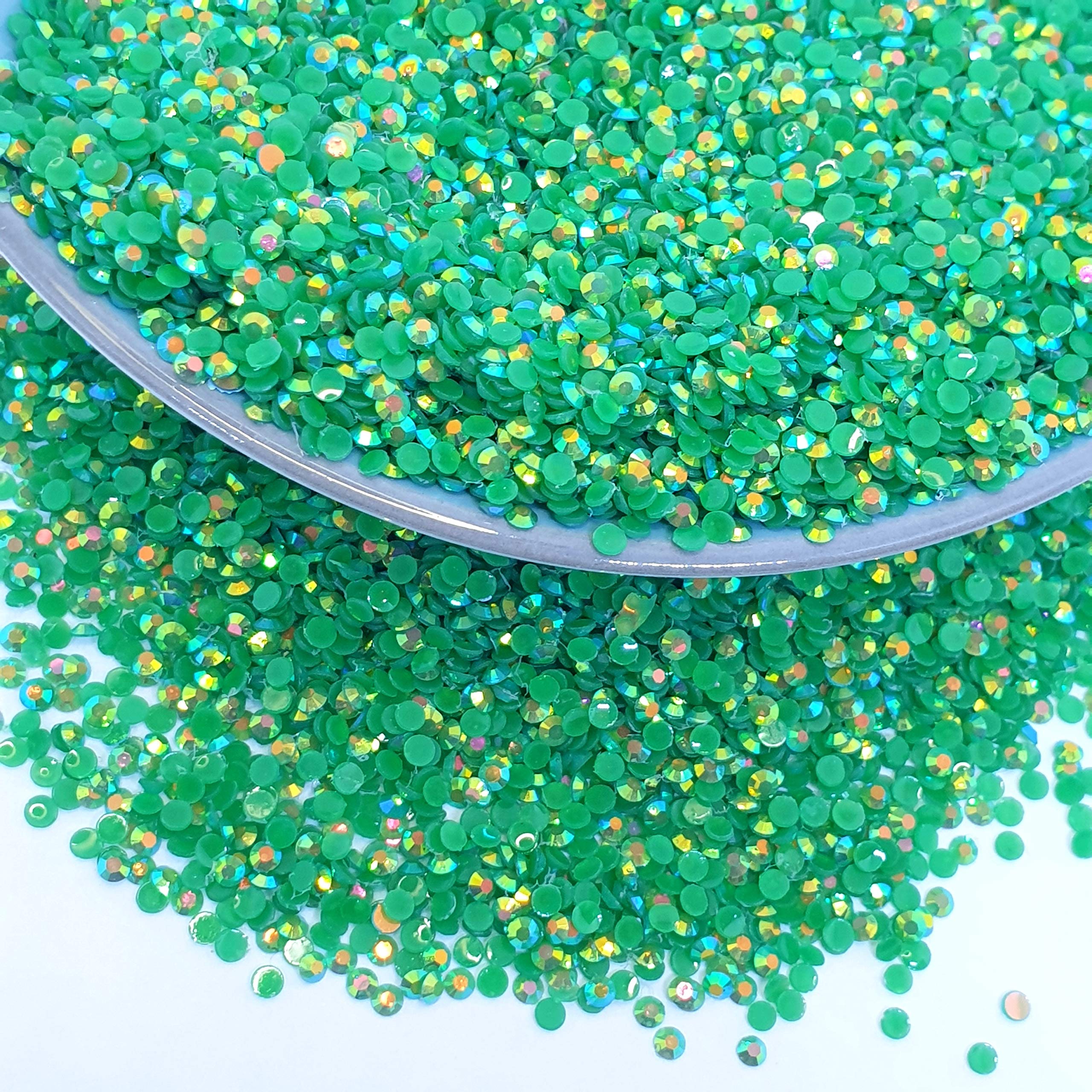 MajorCrafts 2000pcs 5mm ss20 Jelly AB Flat Back Round 14 Facets Resin Rhinestones Arts and Crafts Embellishment Gems (Royal Green AB C79) - Image 2