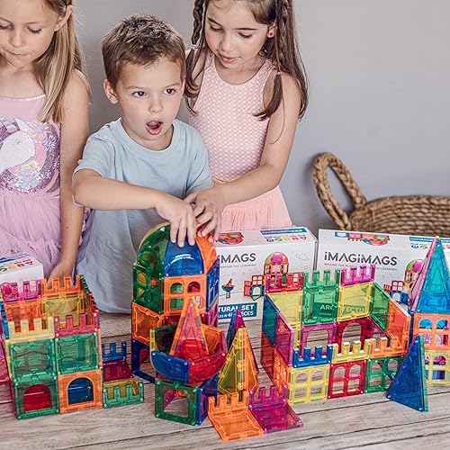 Miniatura 4 de Imagimags Azulejos magnéticos de construcción, juego arquitectónico de 48 piezas para niños y niñas, actividades educativas de aprendizaje creativo,