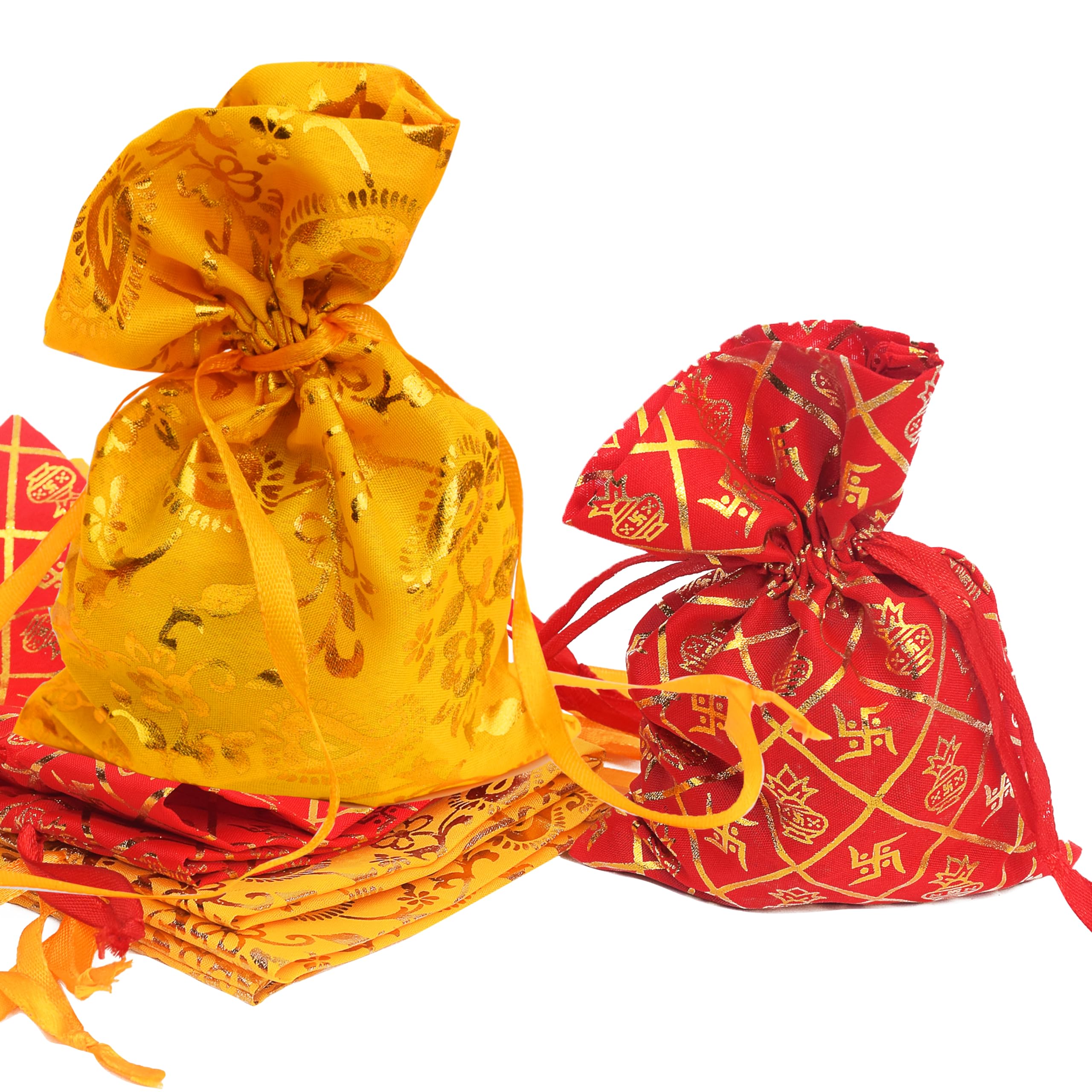 Pure Source India Orgenza Pouch/Potli For Weeding Gift, Return Gift, Dry Fruits and Diwlai Gift (4X7 INCH) (Set of 6 Pcs)