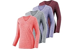 4-7 Pack Dry Fit Long Sleeve Shirts for Women