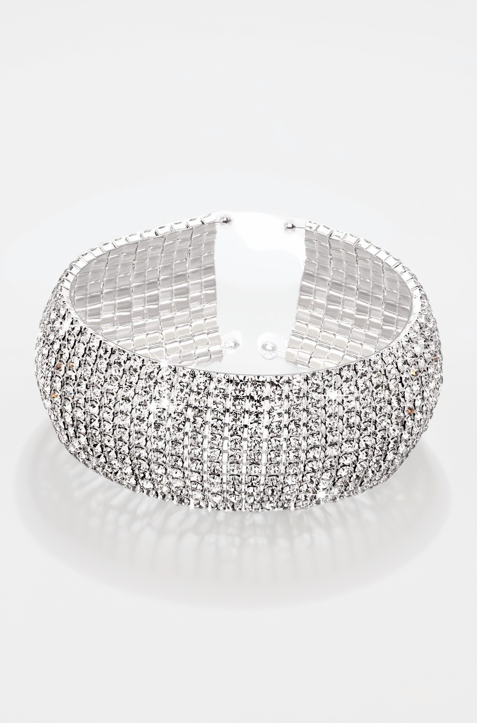 18k Rose Gold and Silver Plated Adjustable Crystal Cuff Bracelet for Women and Girls