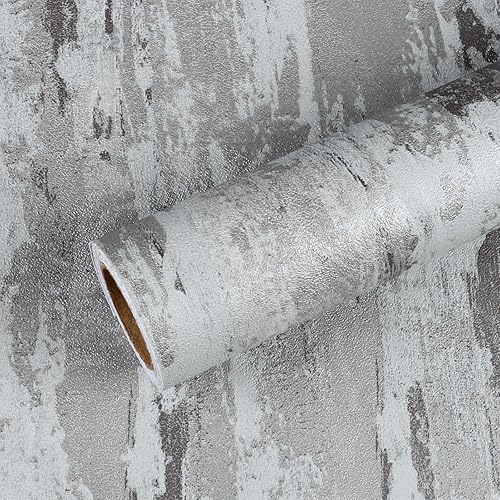 VEELIKE Papel tapiz de yeso rústico para despegar y pegar, papel tapiz de concreto texturizado para baño, dormitorio, 15.7 x 118 pulgadas, papel de