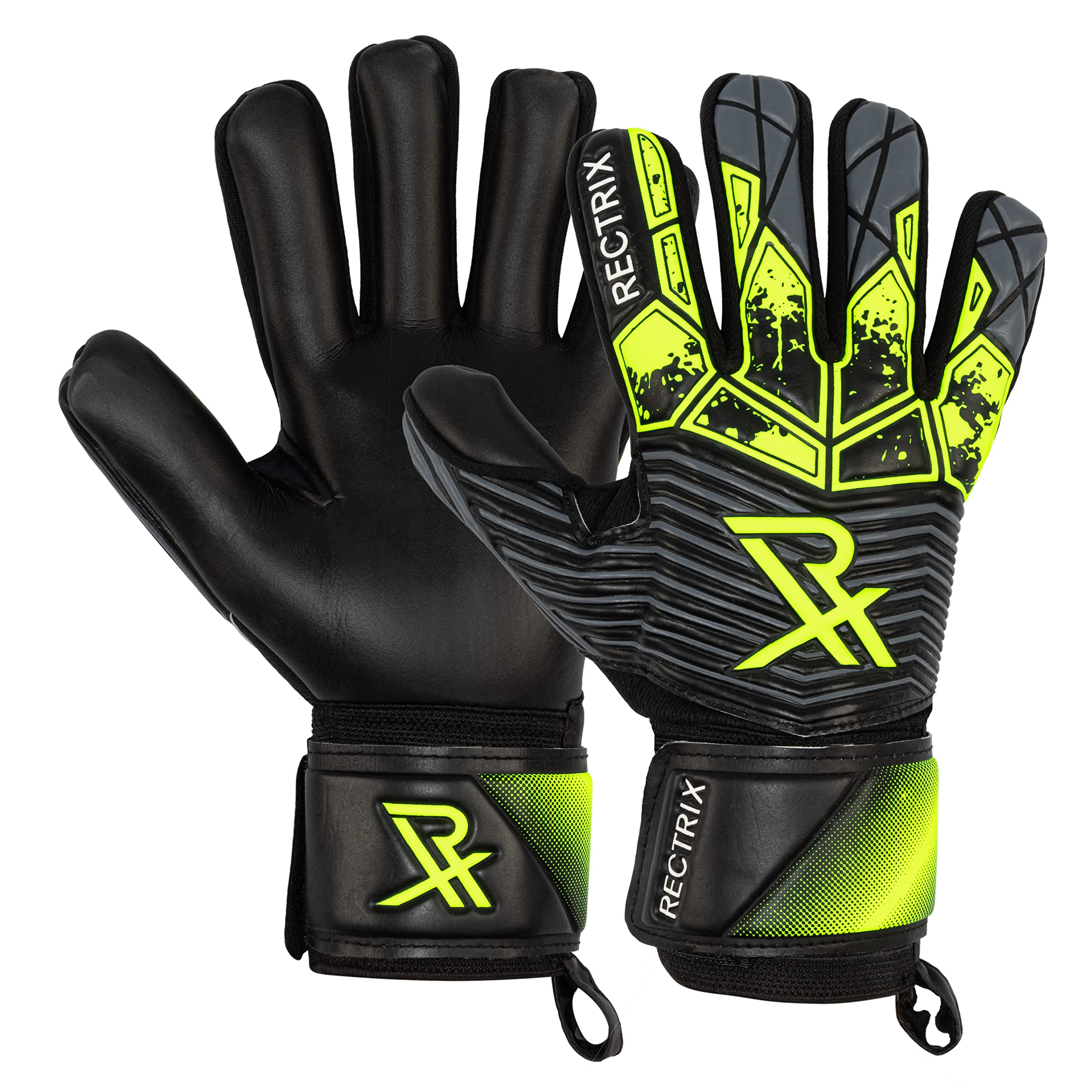 Rectrix Bold Goalkeeper Gloves - Fingersave Protection - German Latex - Negative Cut - Youth & Adult Sizes - For Football Soccer