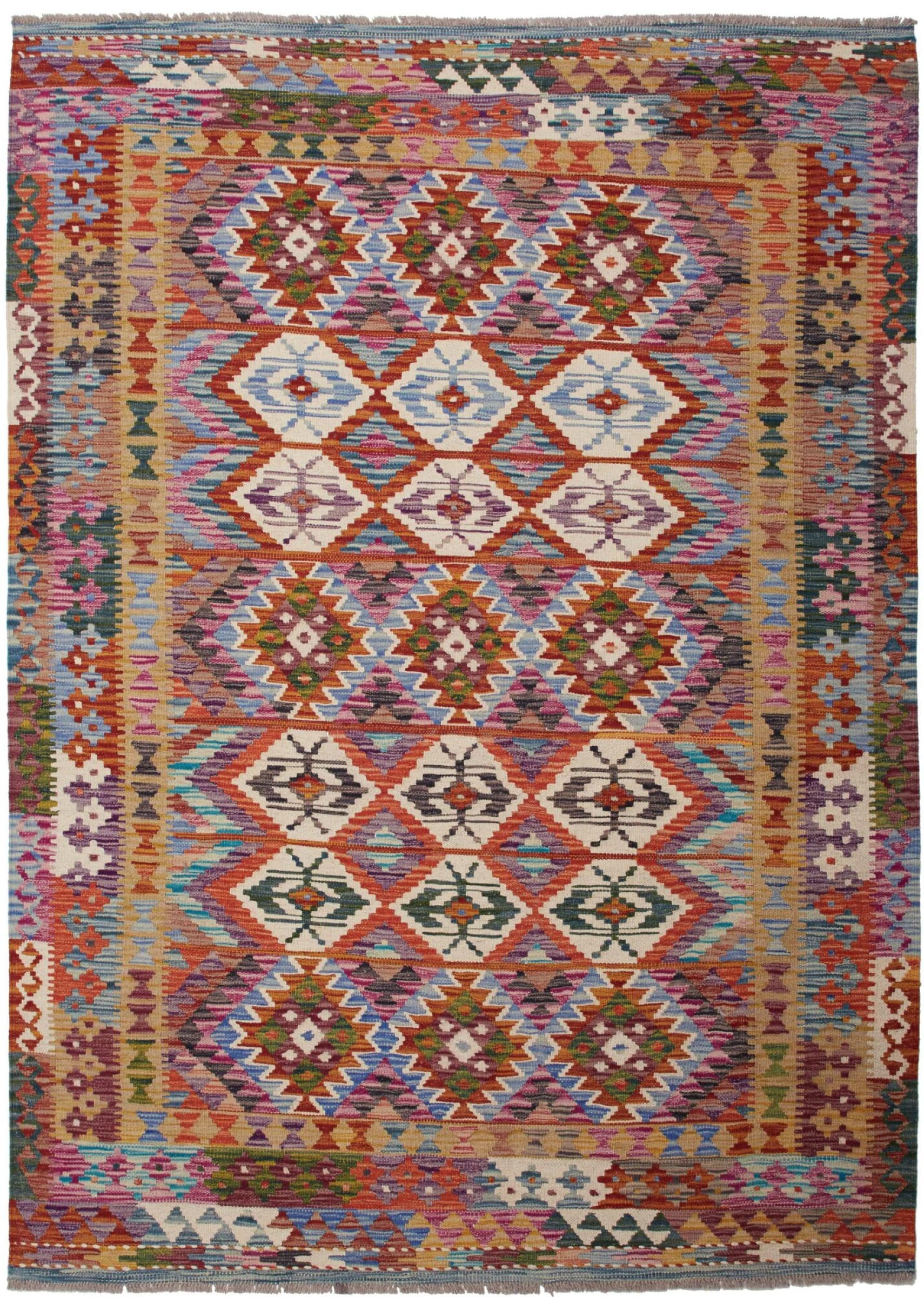 Tapis Kilim Afghan en laine 156x206 pour réchauffer un sol froid et sans âme