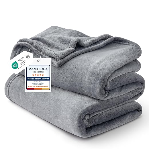 Bedsure Fleece King Size Blankets for Bed Grey - Soft Lightweight Plush Cozy Fuzzy Luxury Microfiber, 108x90 inches