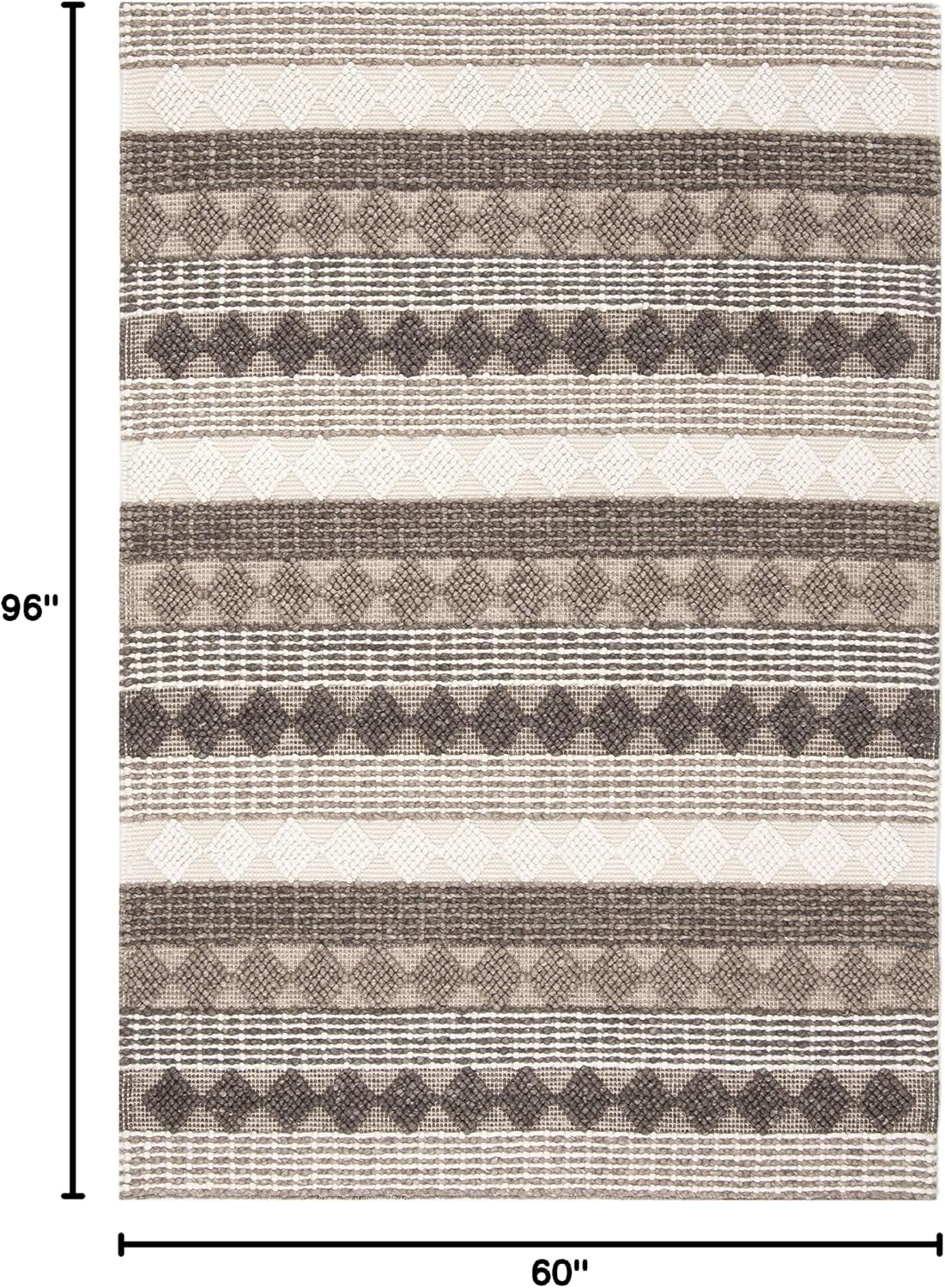 SAFAVIEH Natura Collection Area Rug - 5' x 8', Grey & Ivory, Handmade Wool & Viscose, Ideal for High Traffic Areas in Living Room, Bedroom (NAT252F)