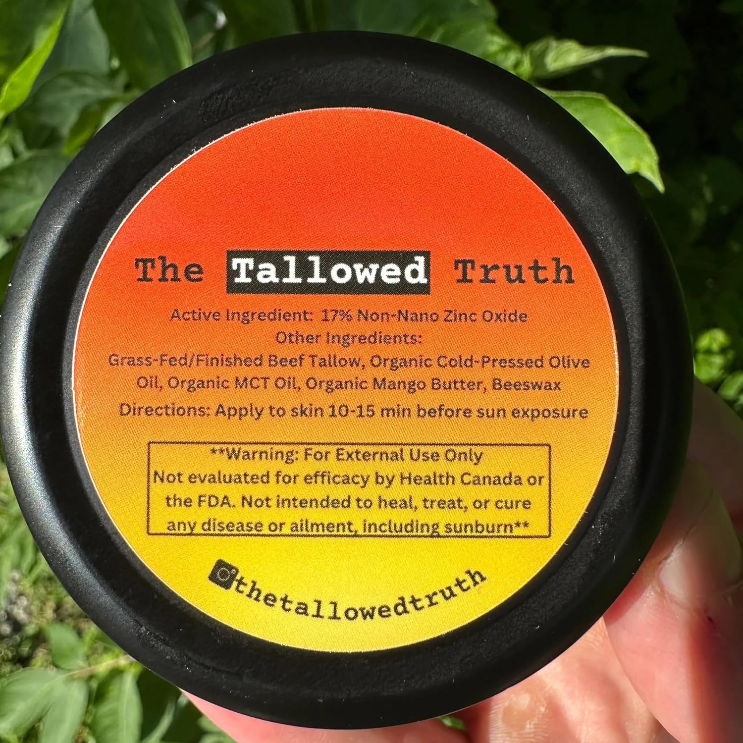 S-Balm –Tallow and Zinc Sun Block – Grass-Fed Beef Tallow Moisturizer with 17% Non-Nano Zinc Oxide – Unscented Balm For Daily Outdoor Use – 2 oz