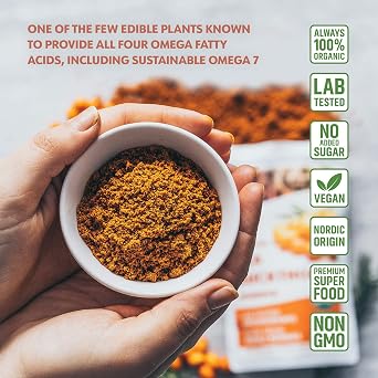 LOOV Organic Sea Buckthorn Powder, High in Fibre, Made from 100% Whole Berries, 113 g, Grown in Nordic Climate, Rich in Omega Blend, Vitamin C, Vitamin E, 23-Day Supply, No Added Sugar, Non-GMO