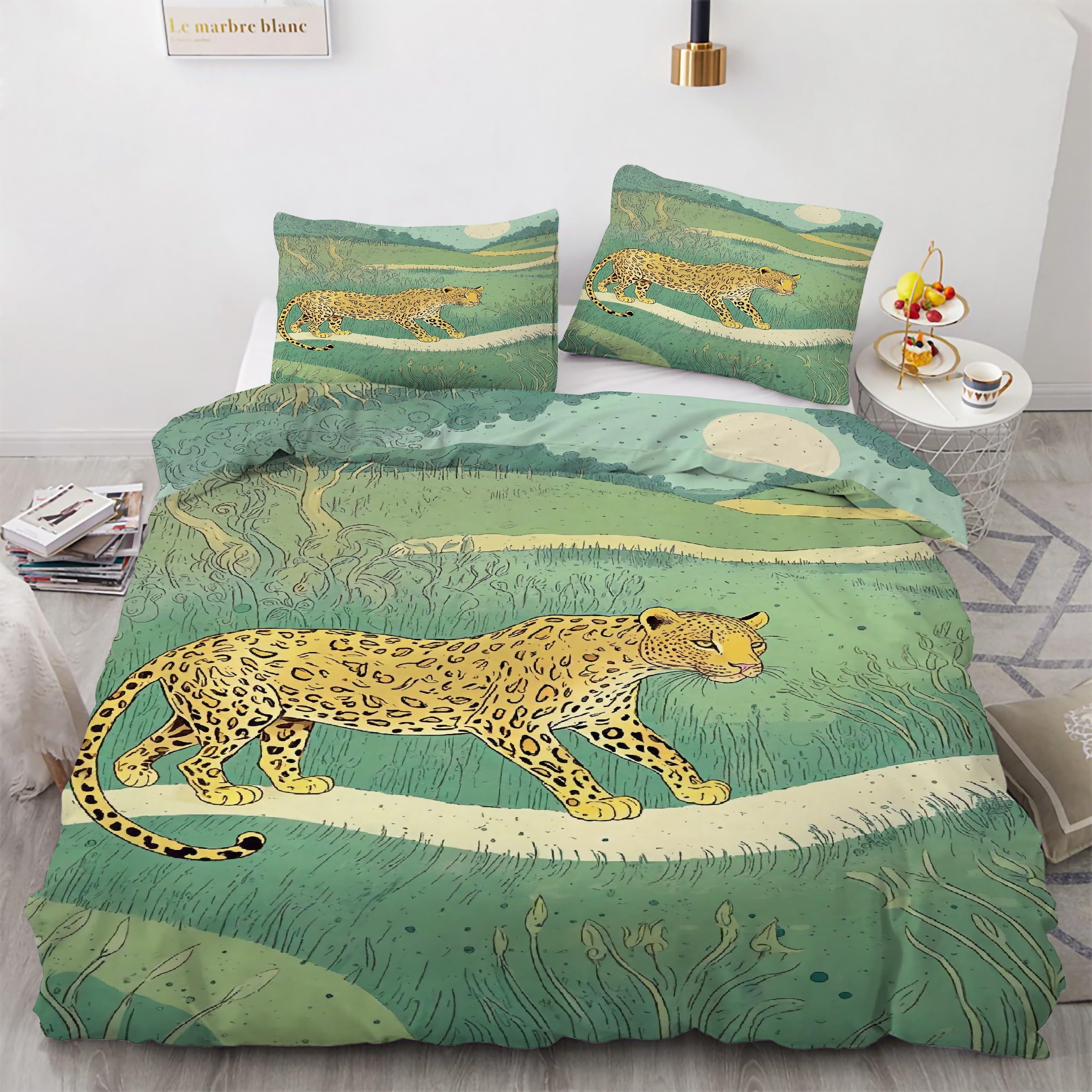 Housse de couette 200x200 léopard style prairie pour une décoration de chambre cocooning