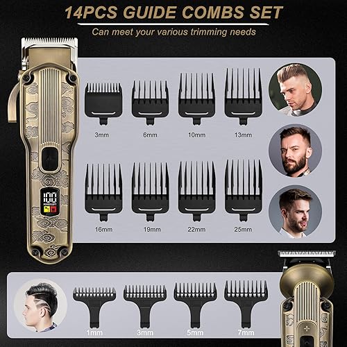 Miniatura 2 de Kit de recortadora de barba, juego de cortadora de pelo, afeitadora eléctrica profesional para hombres, máquina de cortar el pelo para peluquería y