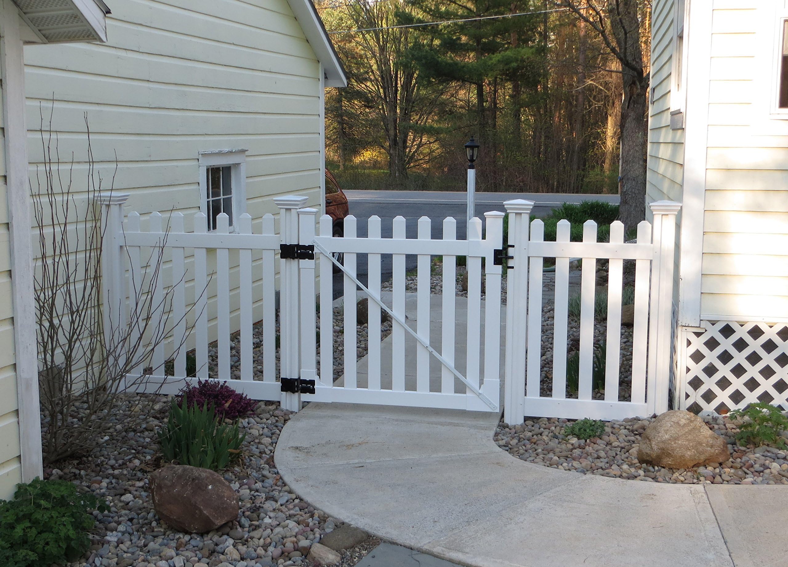 WamBam Traditional 4 by 4-Feet Premium Classic Vinyl Picket Gate with Powder Coated Stainless Steel Hardware