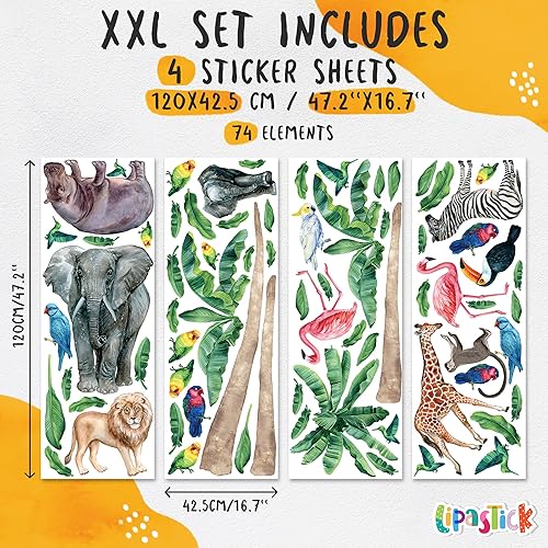 Miniatura 3 de Calcomanías de pared de elefante para habitaciones de niños calcomanías de pared de la selva de animales calcomanías de pared para niñas y niños