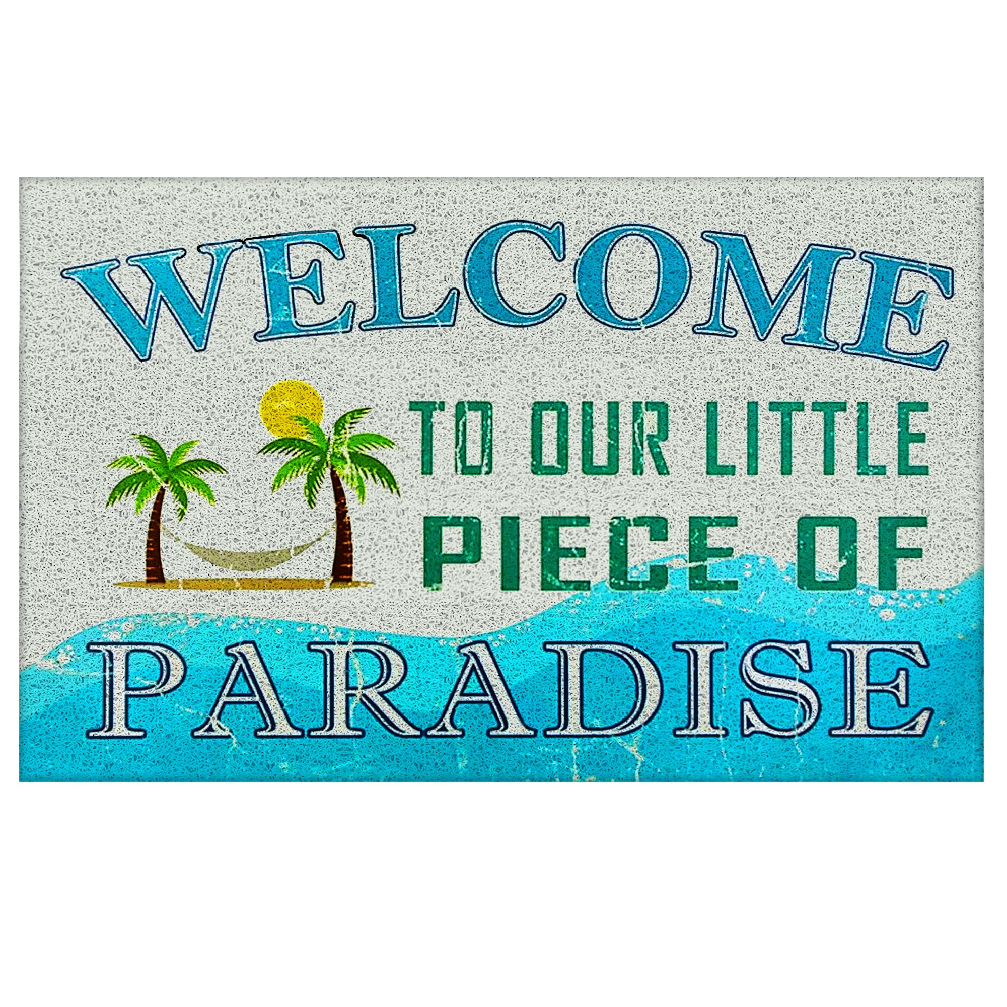 Supwhd Beach Door Mat, Coastal Beach Welcome Mat, Beach Decor for Room House, Nautical Door Mat, Coastal Bathroom Kitchen Decor, Welcome to Our Little Piece of Paradise 17x30 in