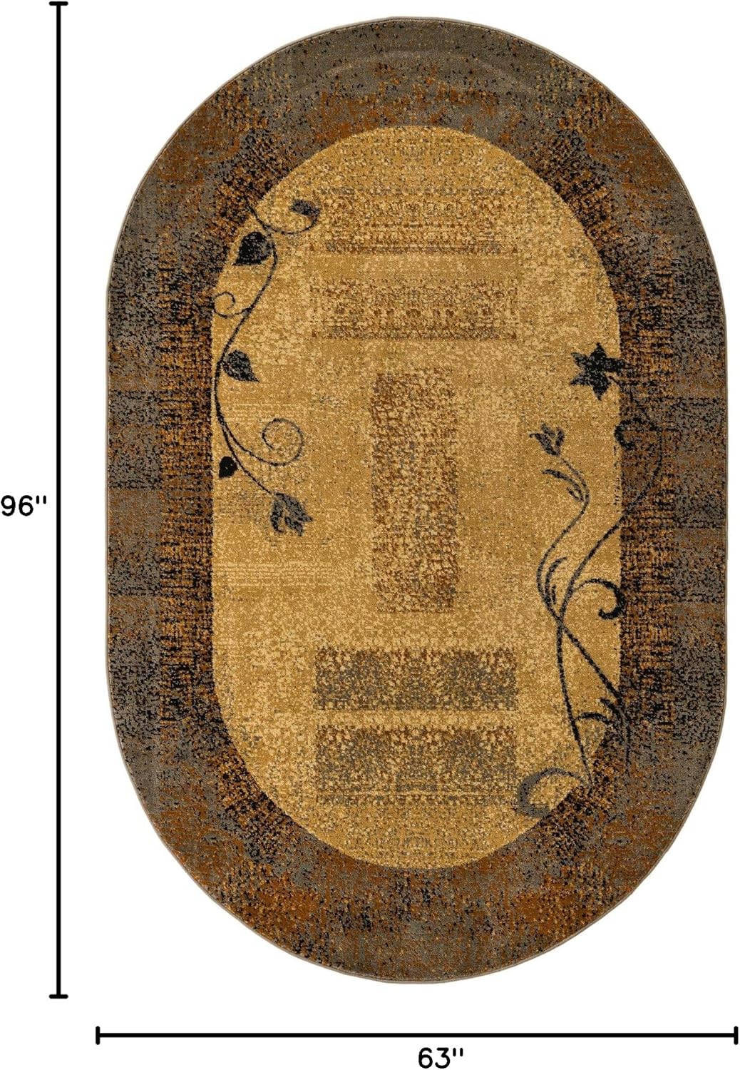 Unique Loom Barista Collection Area Rug - Excelsa (5' 3" x 8' Oval, Beige/Brown)