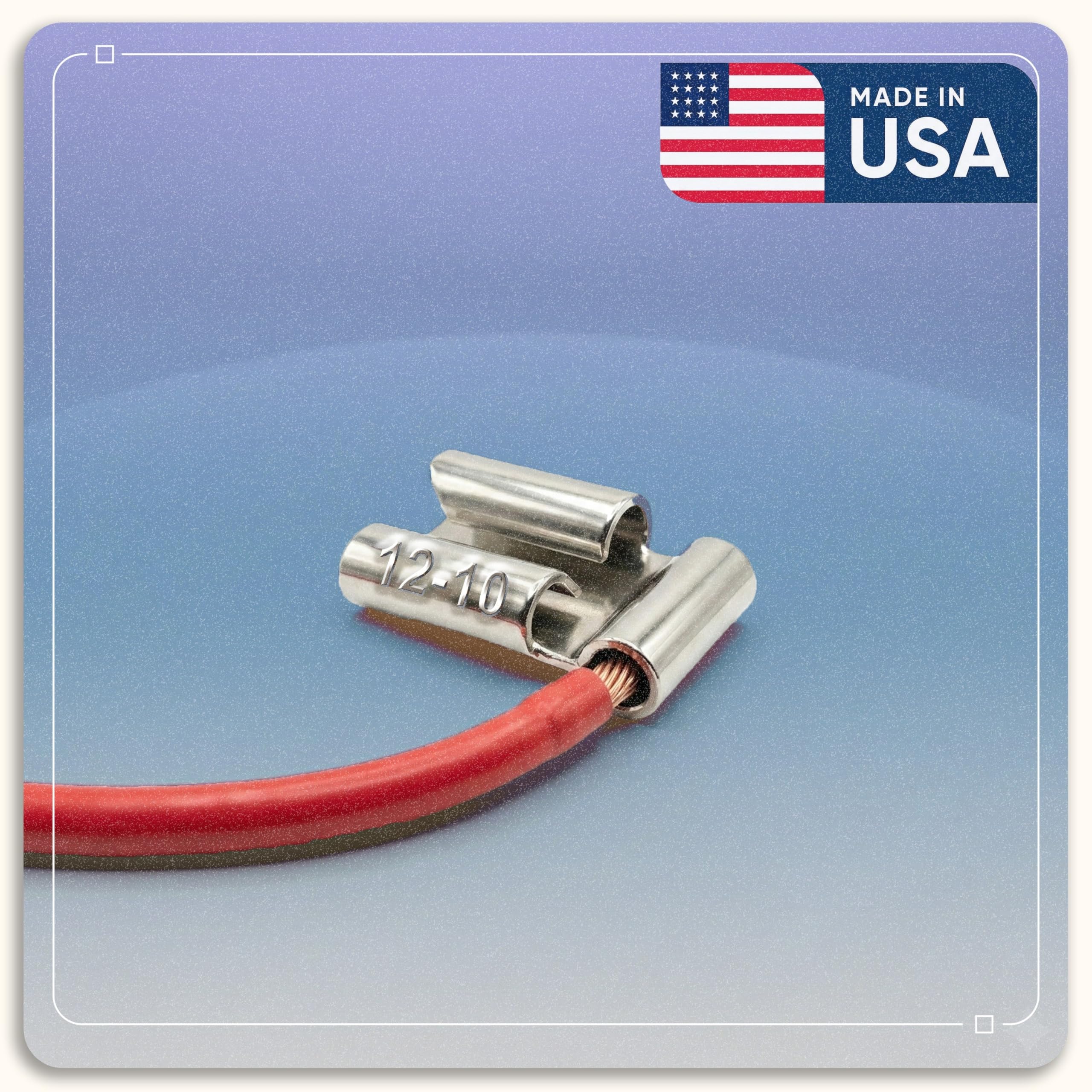 100 connettori per cavi elettrici non isolati, calibro 12-10 AWG, calibro .250 (1/4 di pollice), connettore a crimpare a sgancio rapido, prodotto negli Stati Uniti