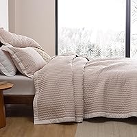 Vista 5 de Bedsure - Juego de edredón rosa tamaño King - Juego de ropa de cama con edredón tamaño King, colcha y cubrecama, colcha ligera de corduroy