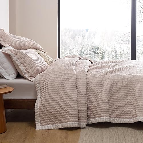 Miniatura 5 de Bedsure Colcha rosa tamaño Queen  Juego de ropa de cama ligero y suave para todas las estaciones, juego de edredón con patrón de pana, 3 piezas, 1