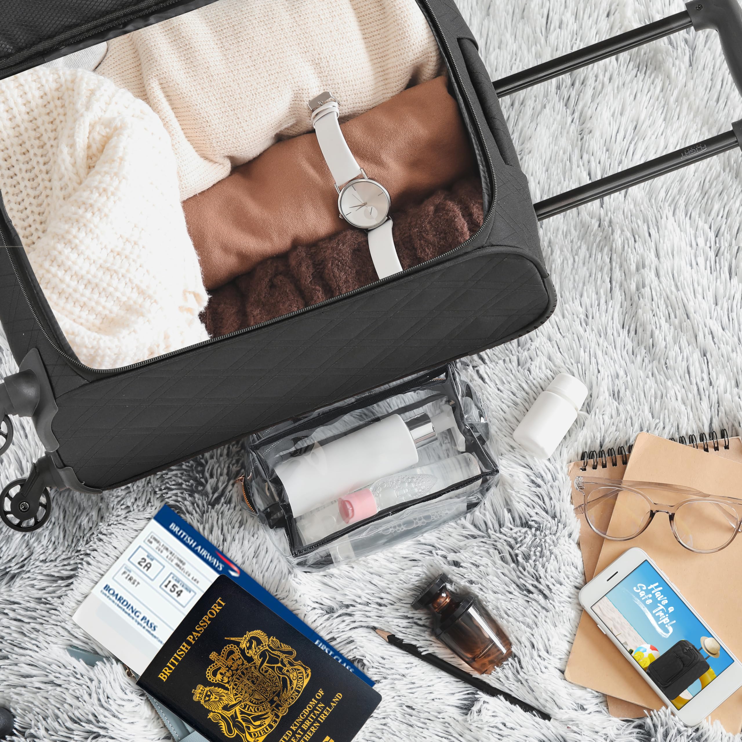Flight Knight Lightweight 4 Wheel 800D Soft Case Quilted Suitcases Anti Crack Cabin & Hold Luggage Options Approved for Over 100 Airlines Including easyJet, BA & Many More!