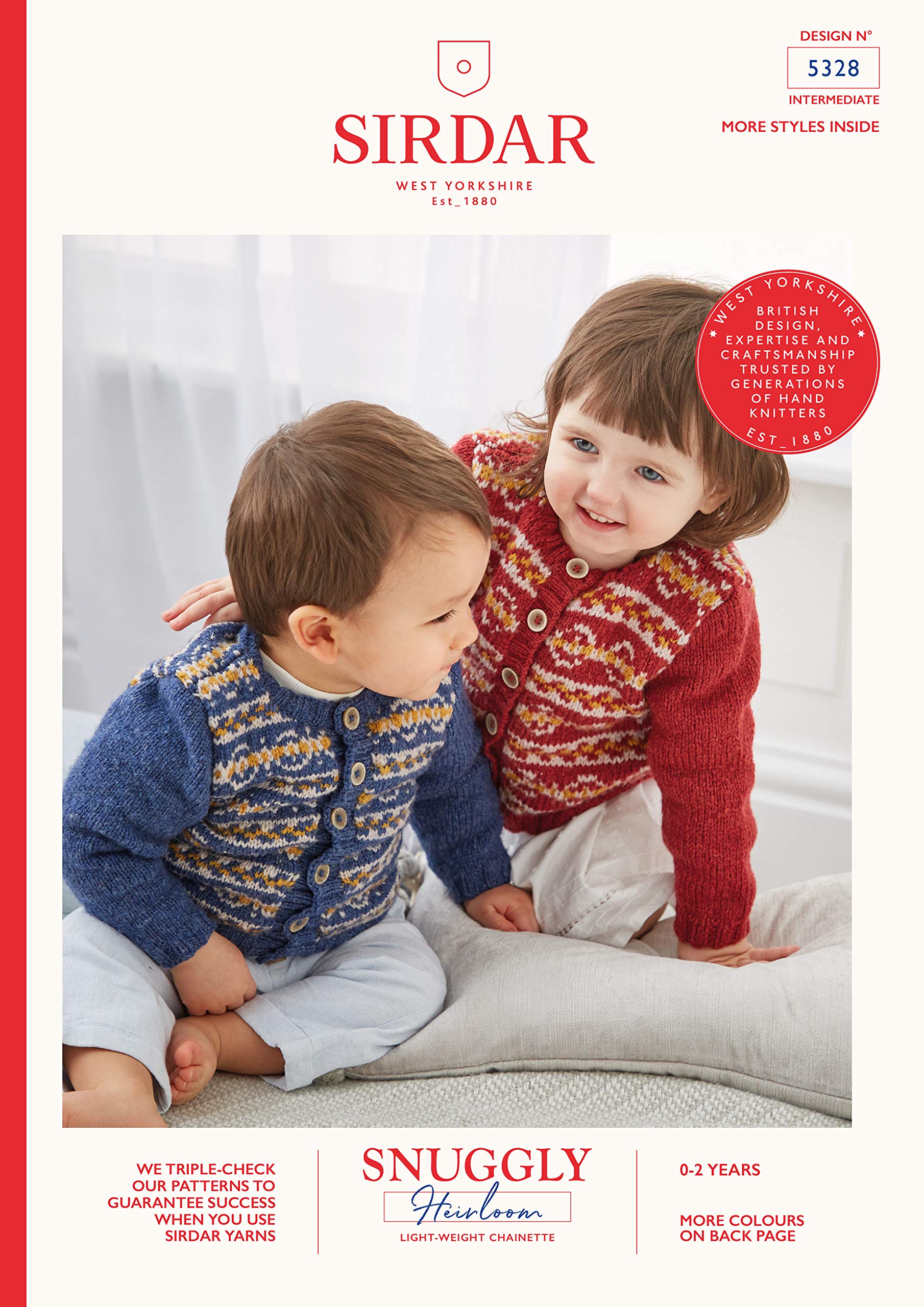 Sirdar Red/Blue/Golden Snuggly Heirloom Knitting Pattern Booklet - 5328 Cardigans