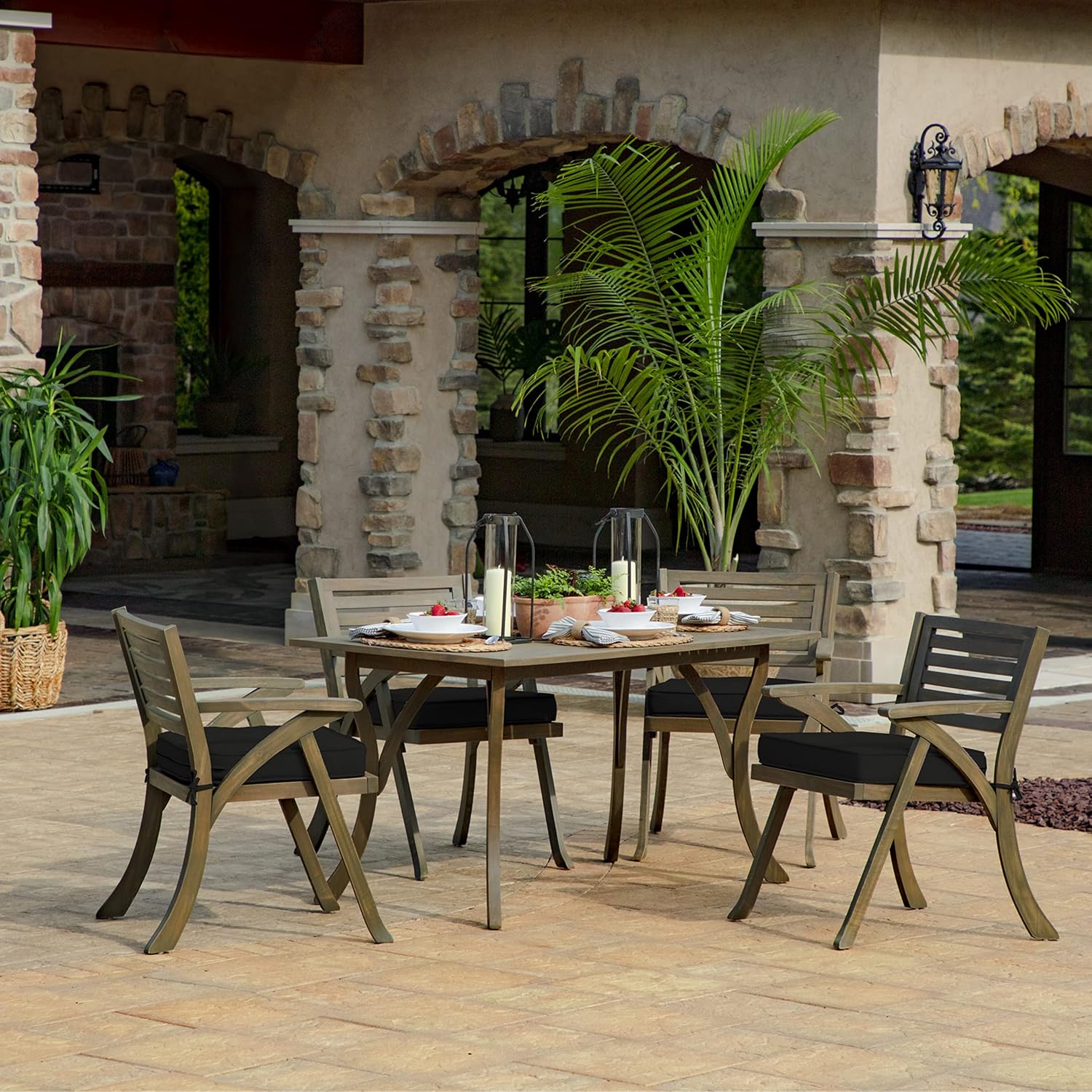 Arden Selections ProFoam Performance Outdoor Seat Cushion 19 x 20, Onyx Black